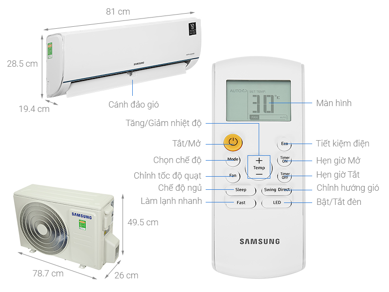 Máy lạnh Samsung Inverter 1 HP AR09TYHQASINSV