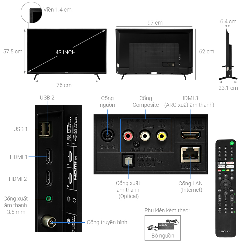 Google Tivi Sony 4K 43 inch KD-43X75K