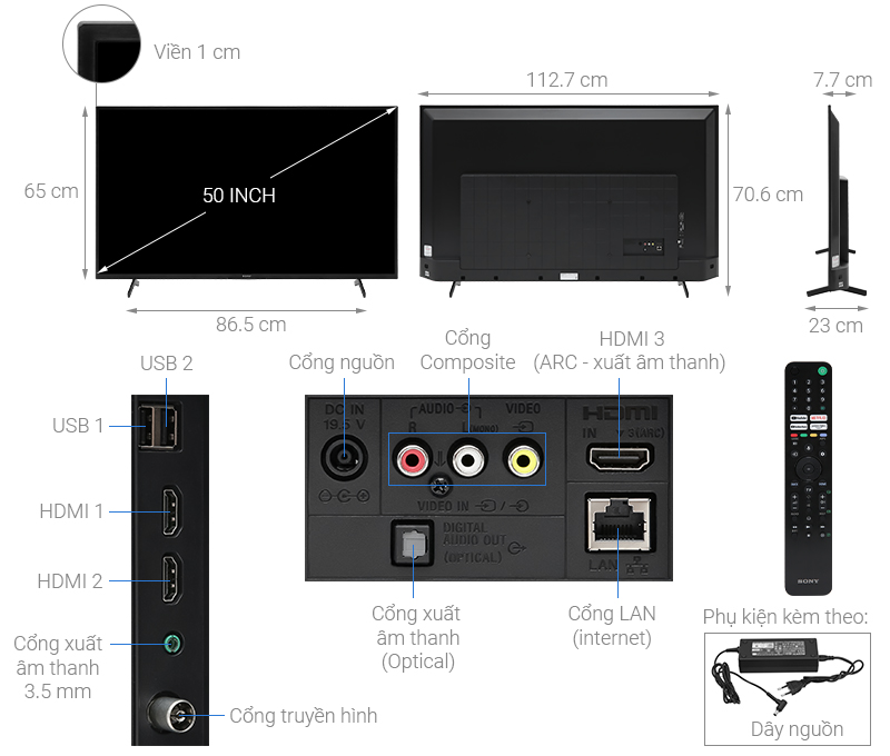 Google Tivi Sony 4K 50 inch KD-50X75K