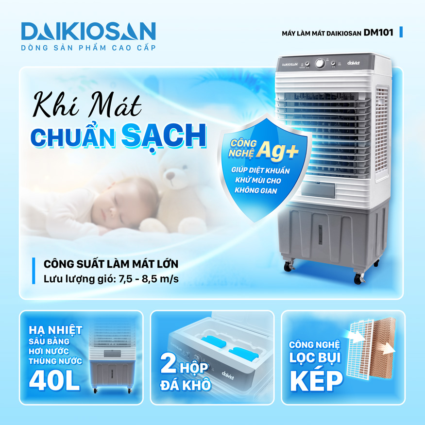 Quạt điều hoà Daikiosan DM101 khí mát chuẩn sạch