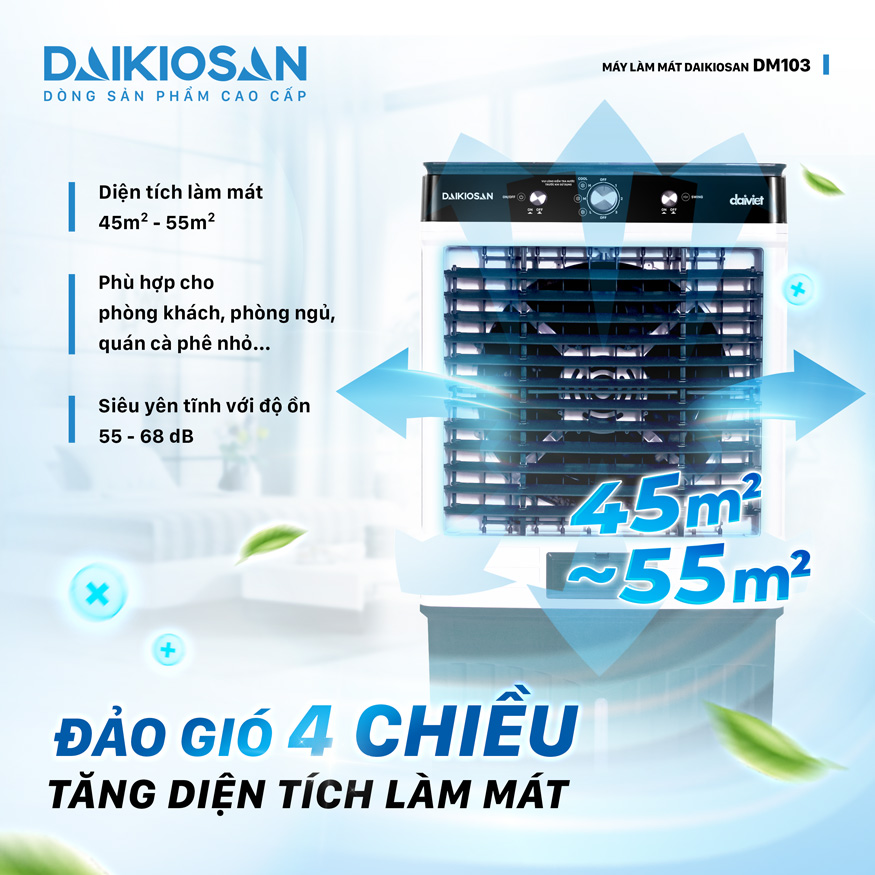 Máy làm mát Daikiosan DM103 dập tan nắng nóng tức thì