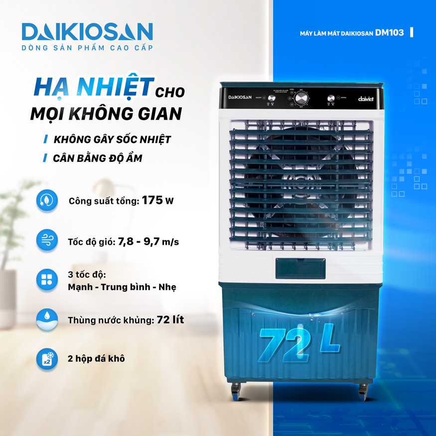 Máy làm mát Daikiosan DM103 có công suất khủng